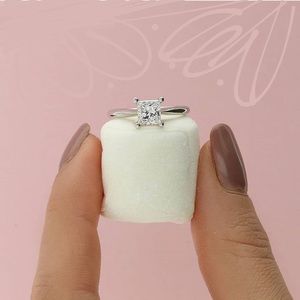 1.25Ct 6.03mm Princess Cut Solitaire Ring Solitaire Ring AAA+ Diamond